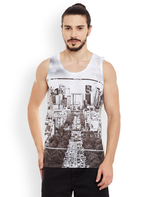 

Wear Your Mind Men Grey & White Printed Round Neck T-shirt