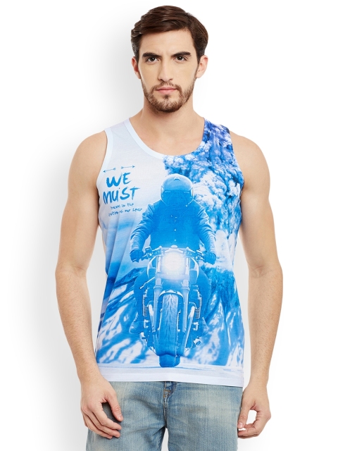 

Wear Your Mind Men Blue Printed Round Neck T-shirt