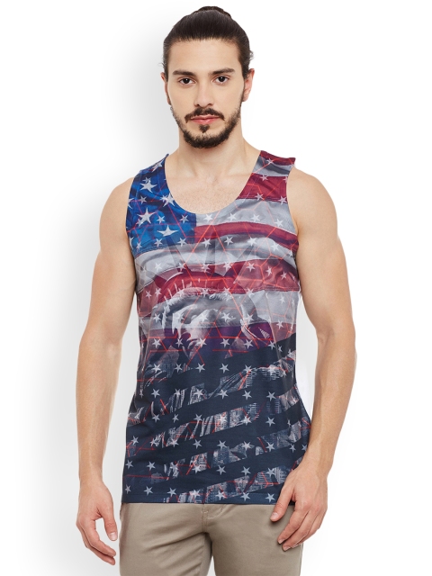 

Wear Your Mind Men Blue Printed Round Neck T-shirt