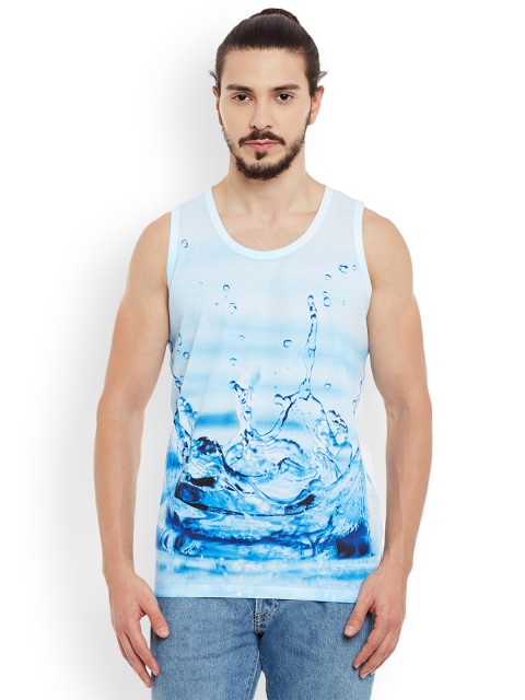 

Wear Your Mind Men Blue Printed Round Neck T-shirt