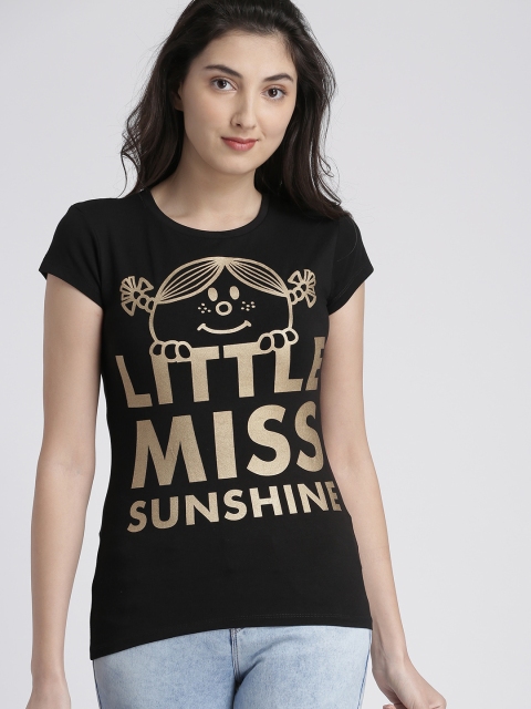 

Splash Women Black Printed Round Neck T-shirt