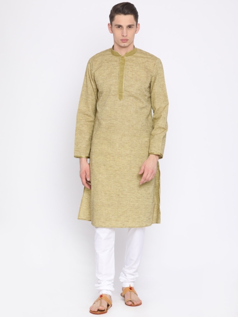 

ethnix by Raymond Men Green & White Solid Kurta with Pyjamas