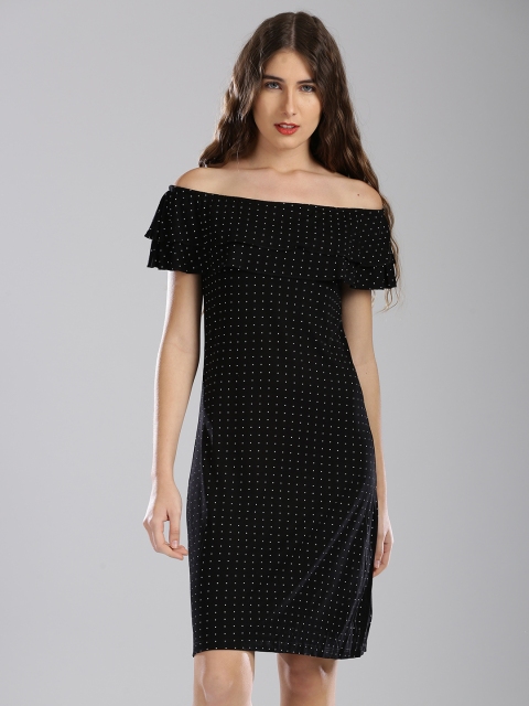 

Bossini Women Black Printed Bardot Dress