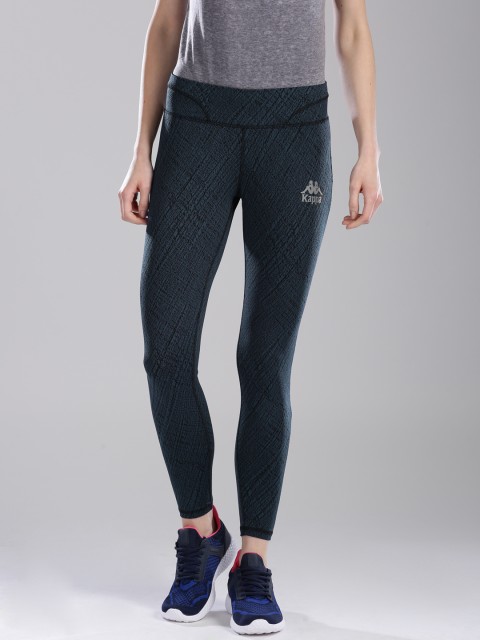 

Kappa Women Navy & Black Slim Fit Printed Tights, Navy blue