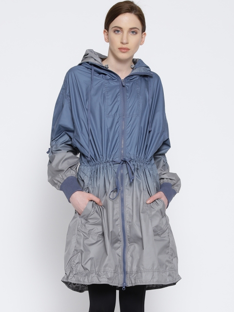 

Stella McCartney by ADIDAS Blue & Grey Ombre Print Hooded Training Sporty Jacket