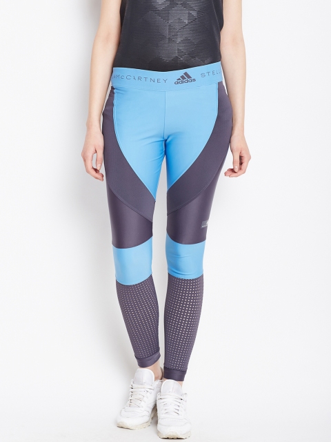 

Stella McCartney by ADIDAS Women Blue & Charcoal Grey Colourblocked Running Tights