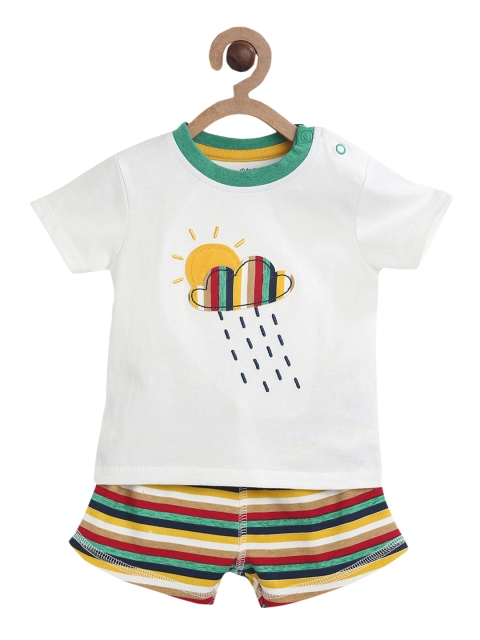 

MINI KLUB Boys Off-White Printed T-shirt with Shorts