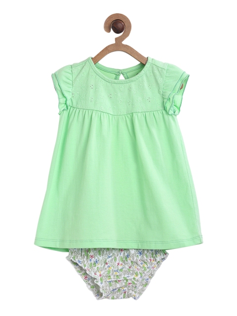 

MINI KLUB Girls Green Solid A-Line Dress