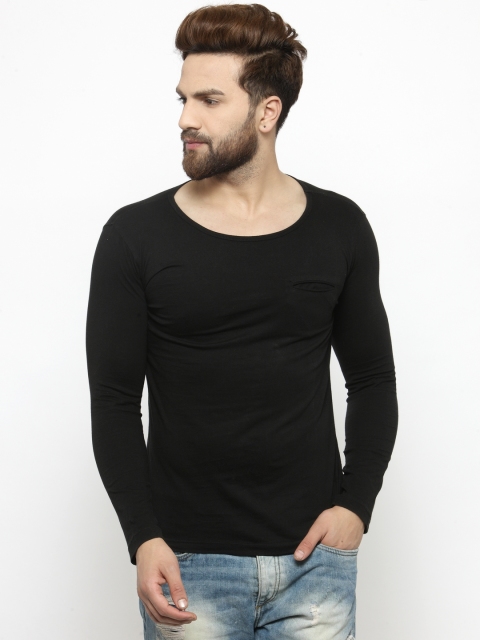 

GESPO Men Black Solid Scoop Neck T-shirt