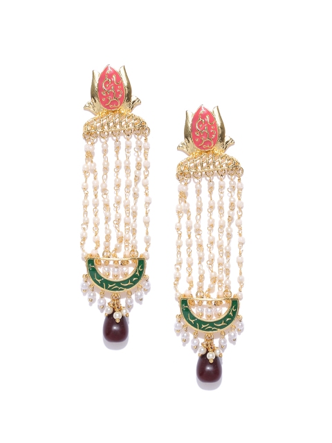 

Voylla Off-White Gold-Plated Classic Drop Earrings