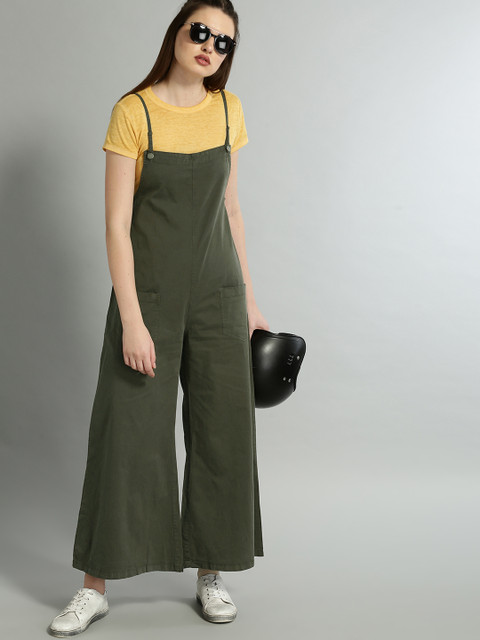 

Roadster Olive Green Solid Dungarees