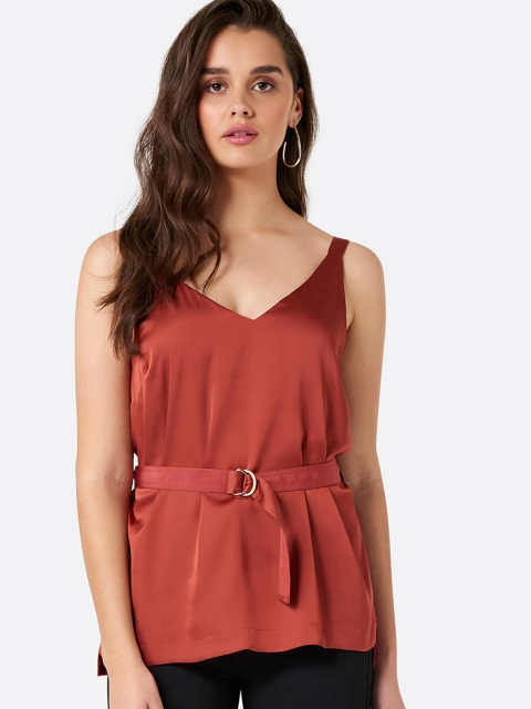 

Forever New Women Rust Brown Solid Top