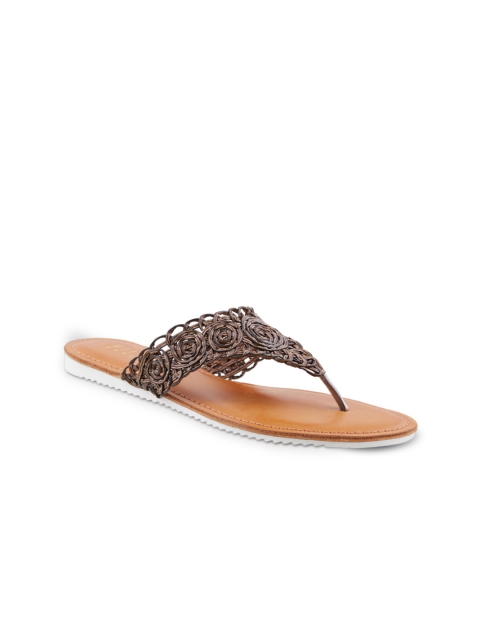 

Wet Blue Women Brown Solid Synthetic T-Strap Flats