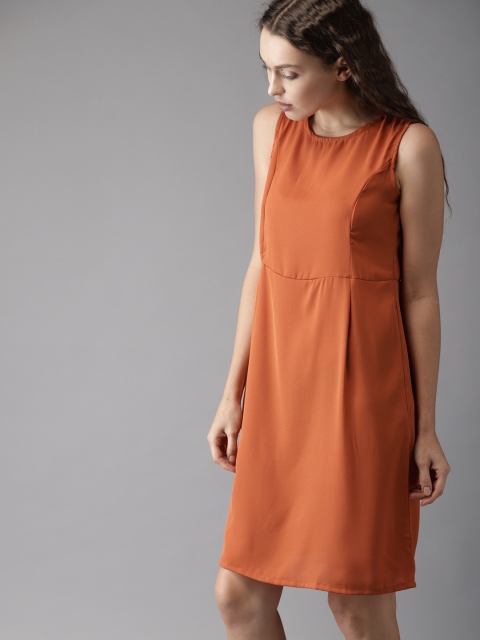 

HERE&NOW Women Rust Orange Fit and Flare Dress