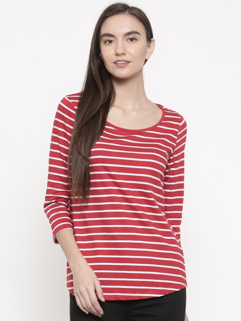 

Fame Forever by Lifestyle Women Red & White Striped Top