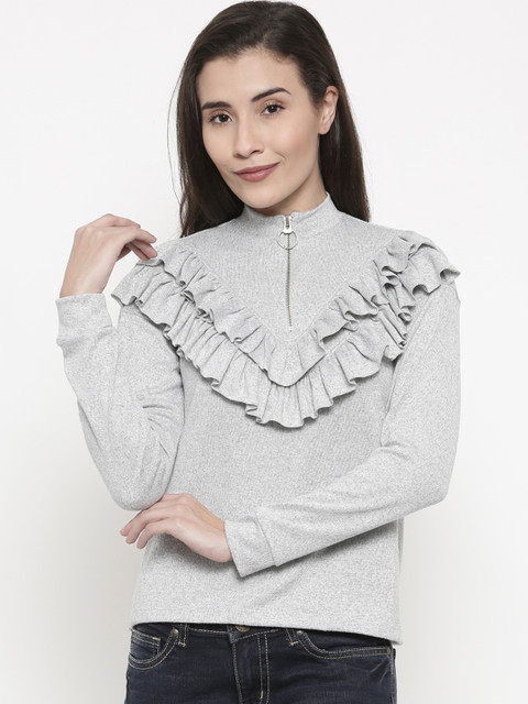 

Ginger by Lifestyle Women Grey Solid Top