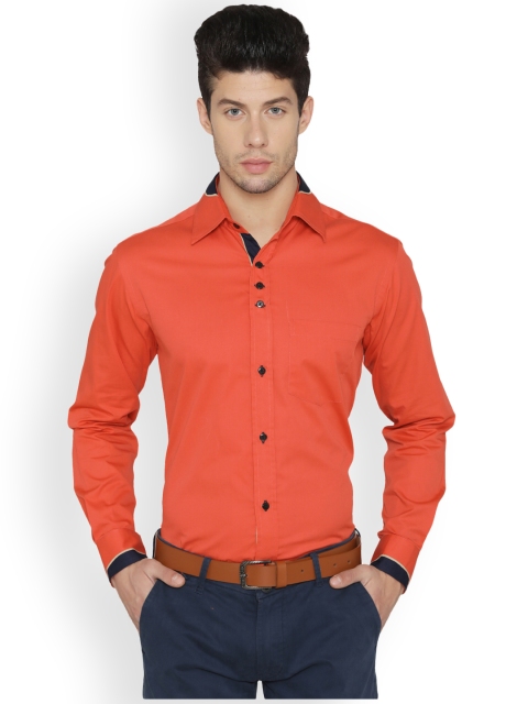 

Dazzio Men Orange Modern Slim Fit Solid Casual Shirt