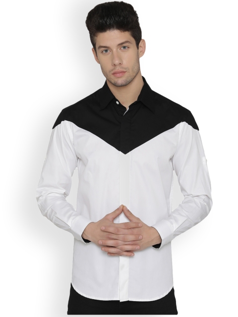 

Dazzio Men White & Black Modern Slim Fit Printed Casual Shirt
