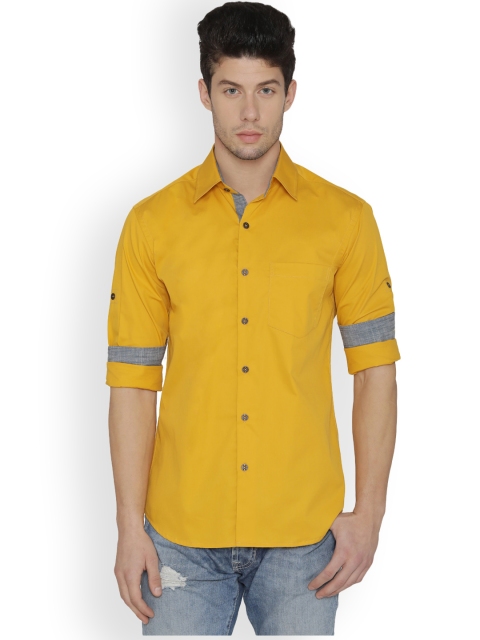 

Dazzio Men Mustard Modern Slim Fit Solid Casual Shirt