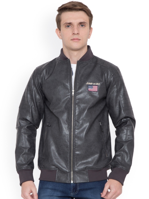 

JUMP USA Men Charcoal Solid Bomber