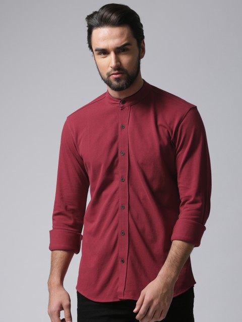 

YWC Men Maroon Regular Fit Solid Casual Shirt