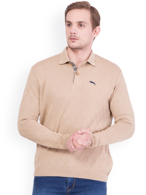 

JUMP USA Men Beige Self Design Pullover