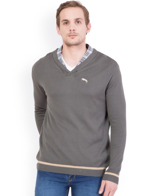 

JUMP USA Men Grey Solid Pullover