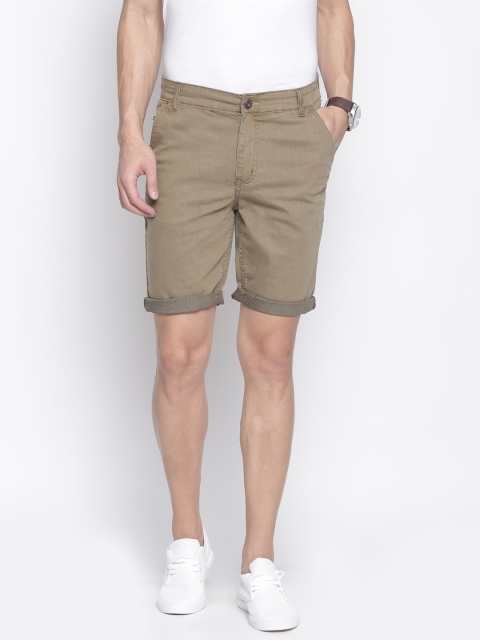 

IVOC Men Brown Solid Slim Fit Denim Shorts