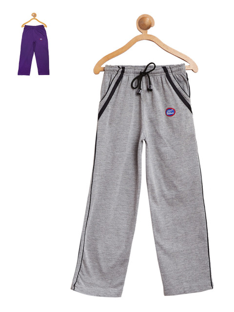

VIMAL Girls Pack of 2 Solid Slim-Fit Track Pants, Grey melange