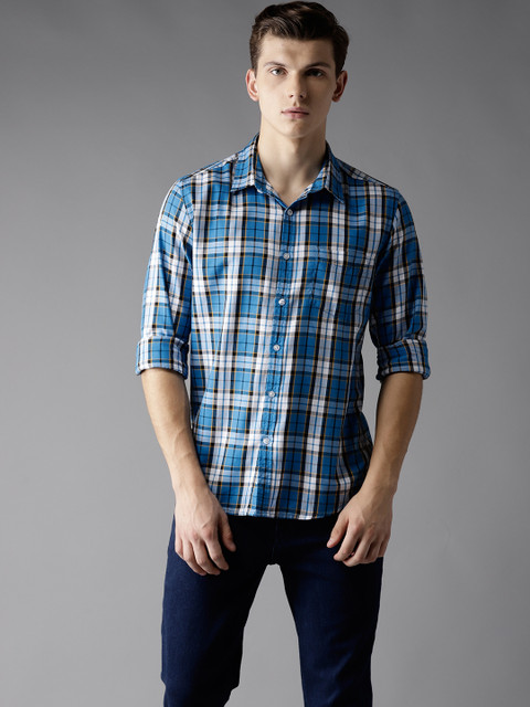 

Flying Machine Men Blue & White Slim Fit Checked Casual Shirt