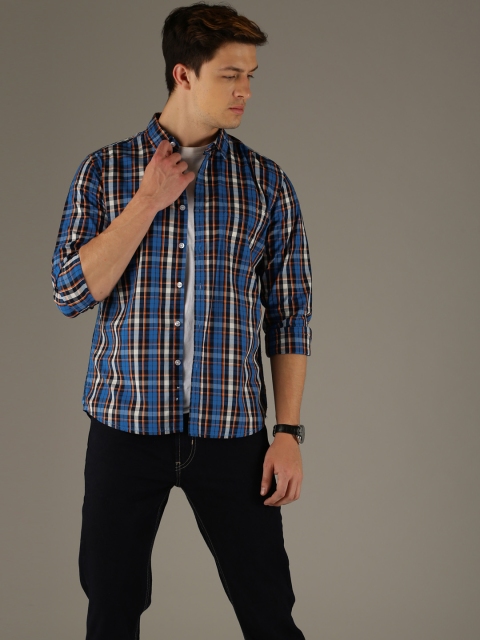 

Flying Machine Men Blue Slim Fit Checked Casual Shirt