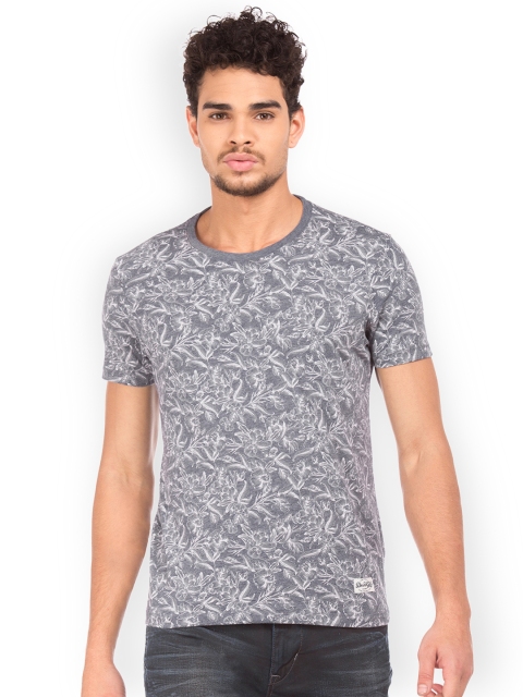 

Flying Machine Men Blue Printed Round Neck T-shirt