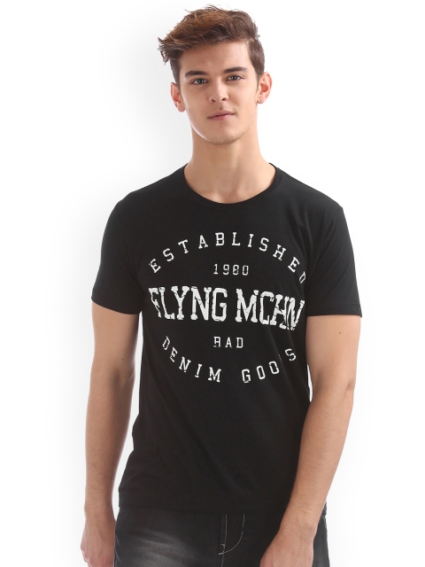 

Flying Machine Men Black Printed Round Neck T-shirt