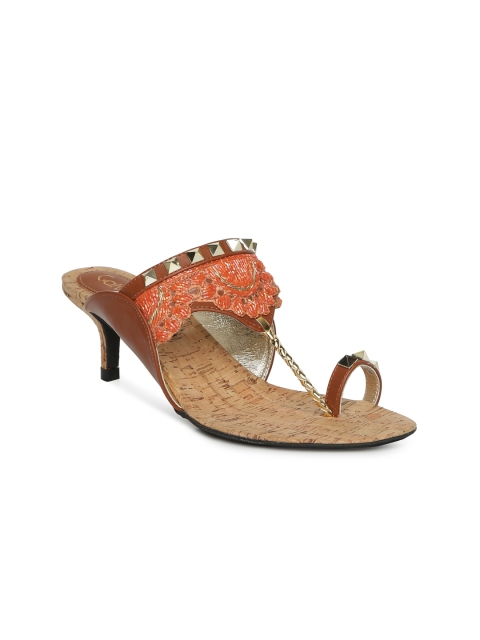 

Catwalk Women Brown & Red Embellished Kitten Heels