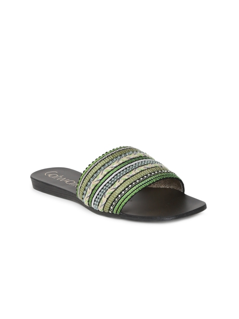

Catwalk Women Green Woven Design Synthetic Open Toe Flats