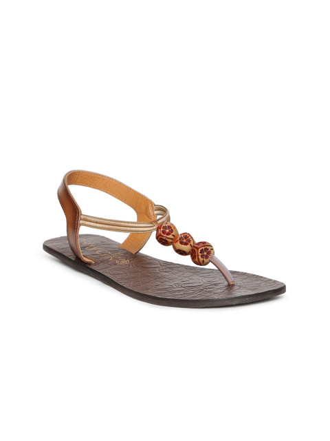 

Catwalk Women Tan Brown Solid Leather T-Strap Flats