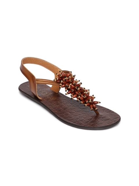 

Catwalk Women Brown Beaded T-Strap Flats