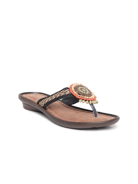 

Catwalk Women Black Woven Design Open Toe Flats