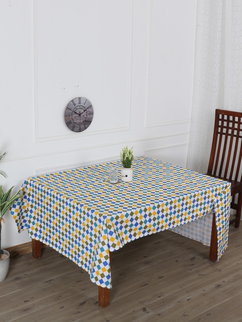 

RANGRAGE Yellow & White Handcrafted Checkered Delight Table Cover