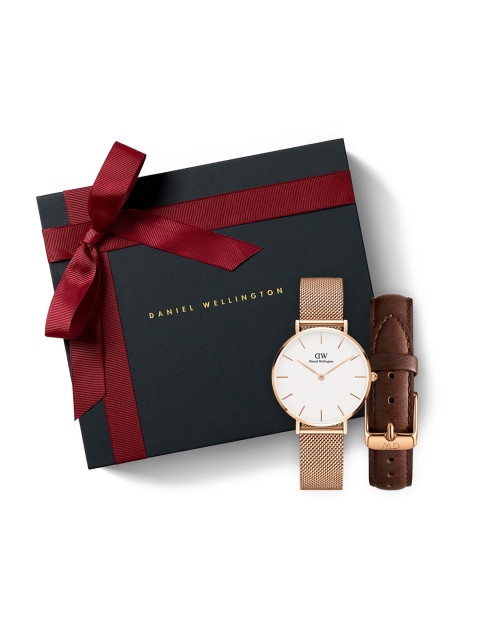 

Daniel wellington Women Petite Melrose 32mm Watch & Bristol Strap Watch Gift Set DW00500043, White