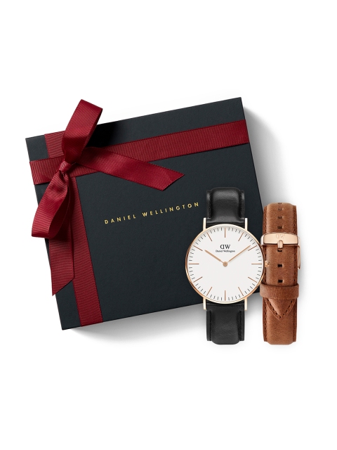 

Daniel wellington Men Classic Sheffield 36mm Watch With Durham Rose Gold Strap Watch Gift Set DW00500040, White