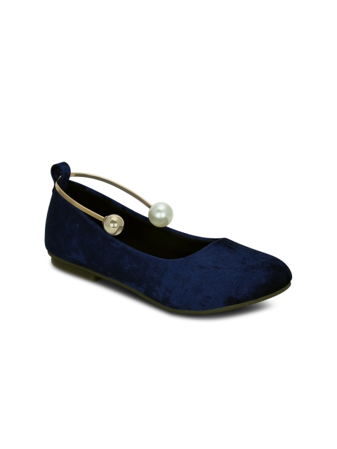 

Get Glamr Women Navy Blue Solid Synthetic Ballerinas