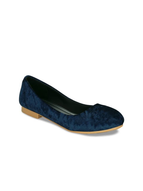 

Get Glamr Women Navy Blue Solid Synthetic Ballerinas