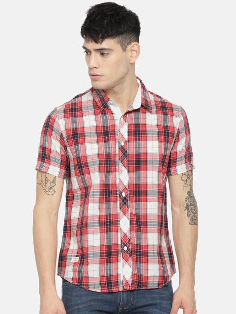 

Pepe Jeans Red & White Regular Fit Checked Casual Shirt