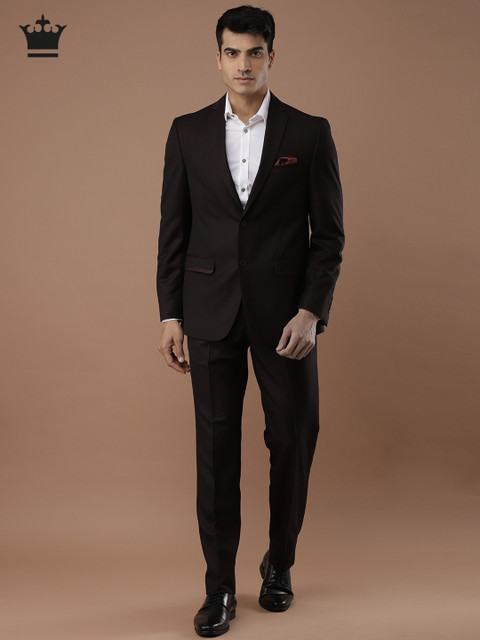 

Louis Philippe Burgundy Single-Breasted Self-Design Ultra Fit Formal Suit