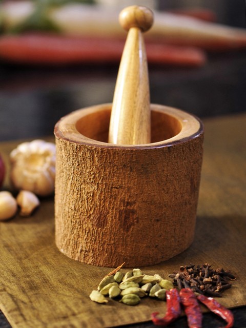 

ExclusiveLane Brown Handcrafted Wooden Spice Mortar & Pestle