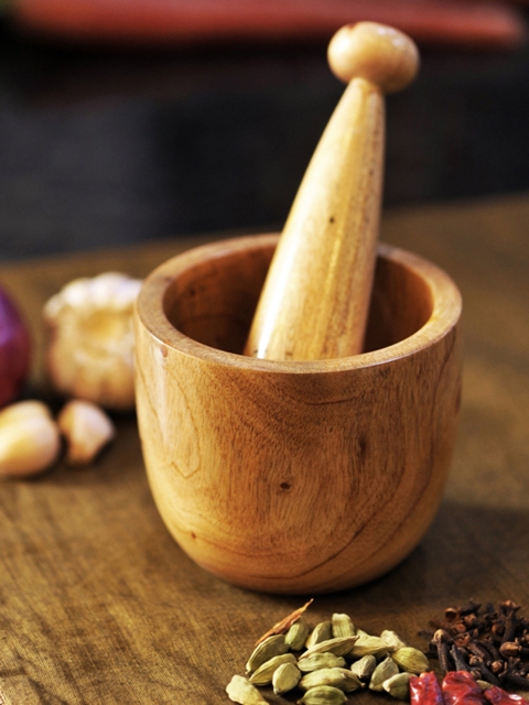 

ExclusiveLane Handcrafted Wooden Spice Mortar & Pestle, Brown