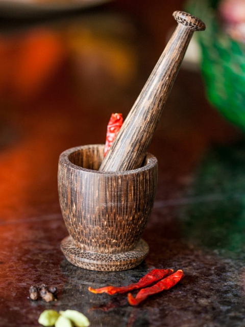 

ExclusiveLane Handcrafted Wooden Spice Mortar & Pestle, Brown