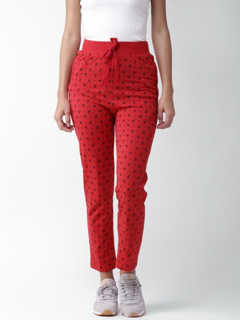 

Okane Red & Black Printed Track Pants