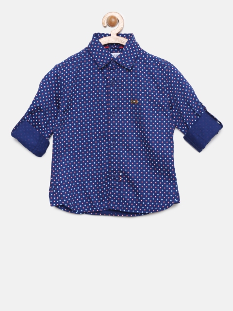 

U.S. Polo Assn. Kids Boys Navy Blue Regular Fit Printed Casual Shirt